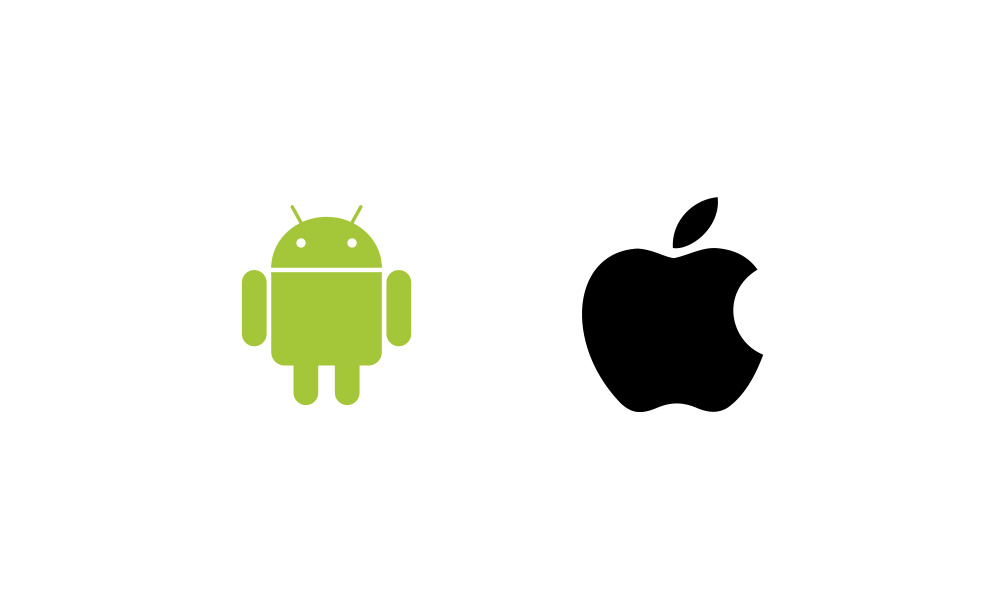 Android and apple operating system logos