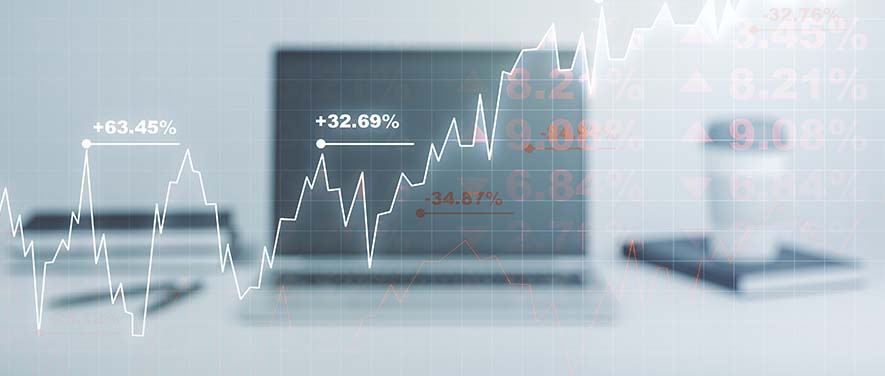 Computer with graphs, statistics and calculations