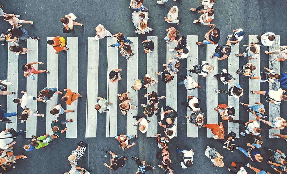 Pedestrians walking on a crossing