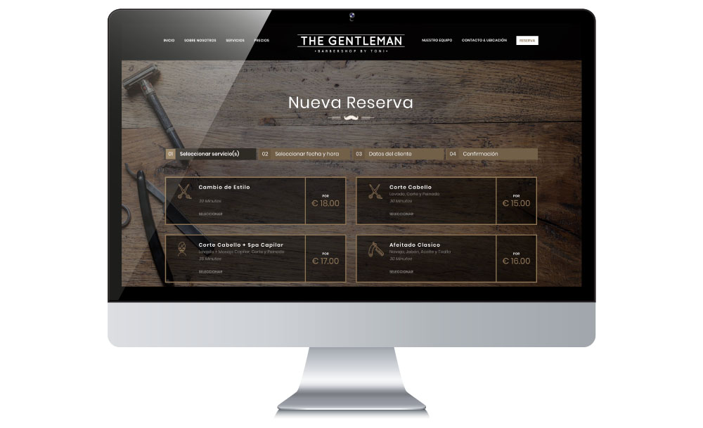 Sample of the online reservation system for a barbershop